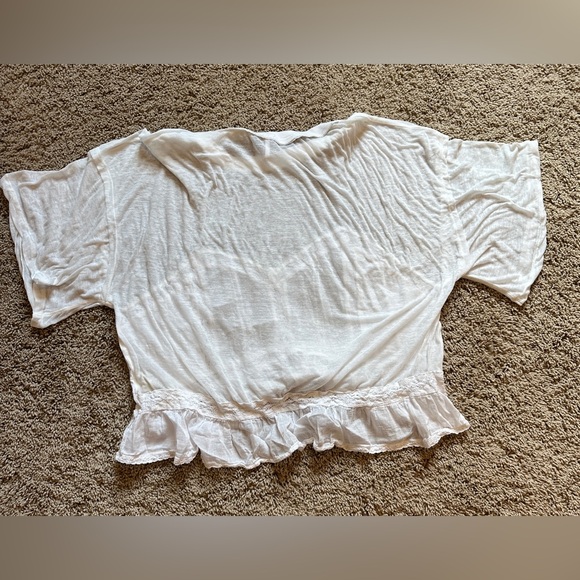 White Lace Trimmed Women's Top Free People - Picture 3 of 3
